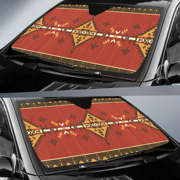 Geometric Pattern Red Auto Sun Shades - Image 3