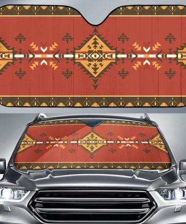 Geometric Pattern Red Auto Sun Shades