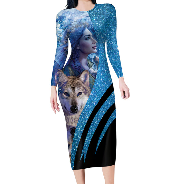 Girl & Wolves Native American Body Dress - Image 2