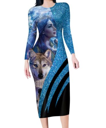 Girl & Wolves Native American Body Dress