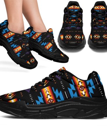 Blue Pattern Chunky Sneakers