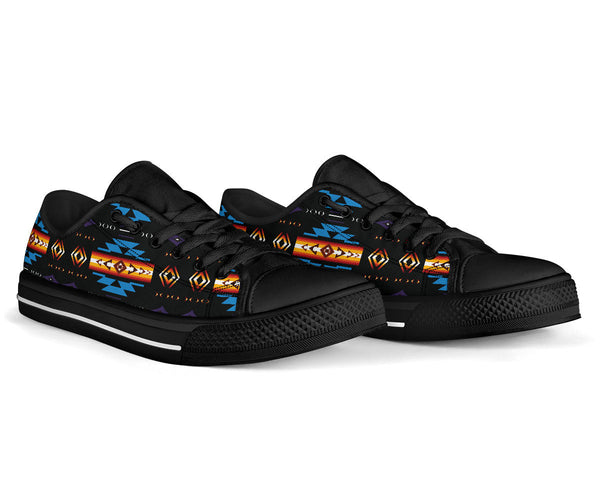 Blue Pattern Native Low Top Shoes Black - Image 3