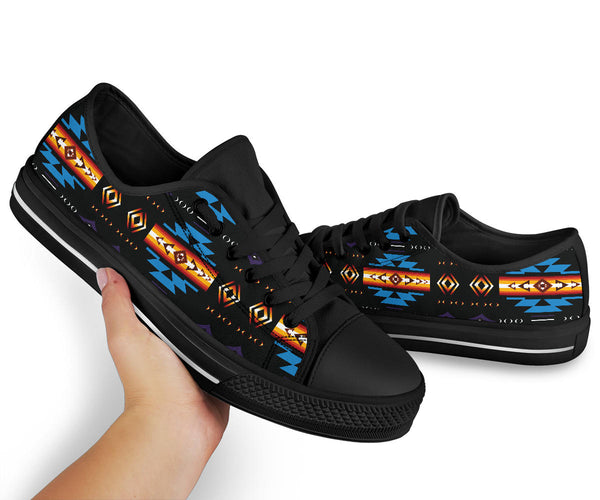Blue Pattern Native Low Top Shoes Black - Image 4