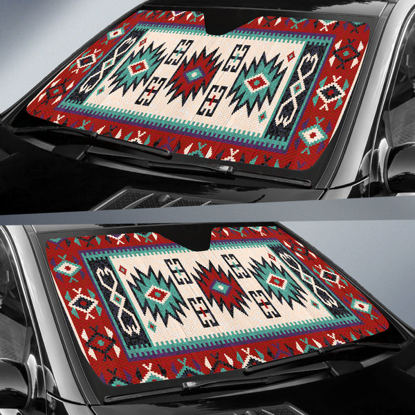 Geometric Red Pattern Auto Sun Shades - Image 3