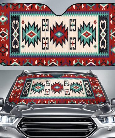 Geometric Red Pattern Auto Sun Shades