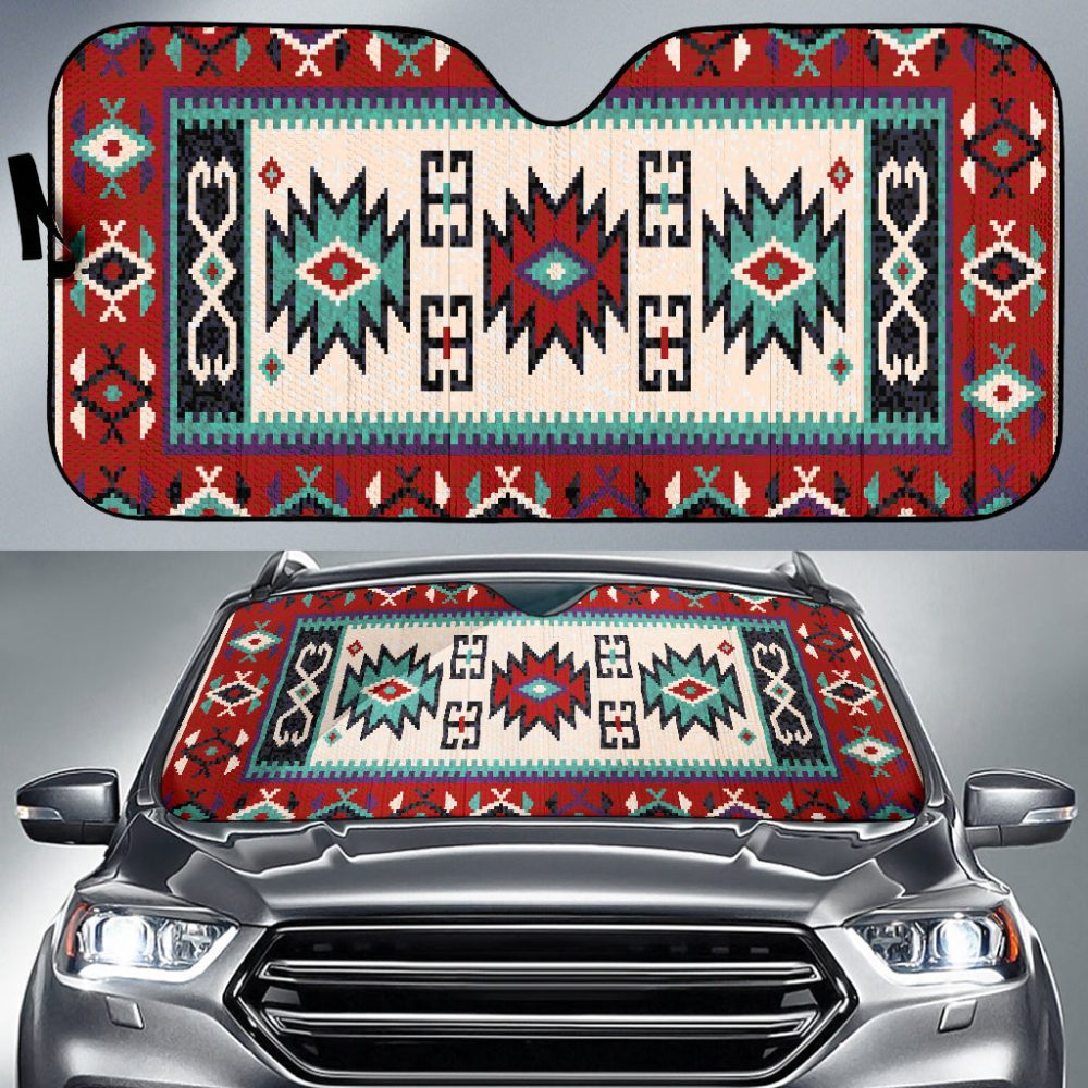 Geometric Red Pattern Auto Sun Shades
