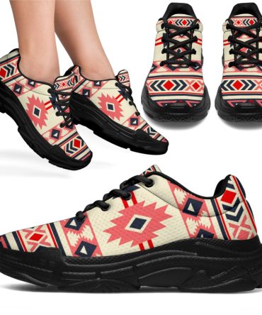 Pink & Navy Pattern Chunky Sneakers