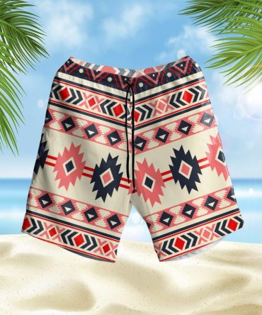Pink & Navy Pattern Hawaiian Shorts