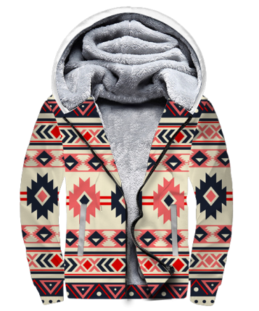 Pink & Navy Pattern Native 3D Fleece Hoodie