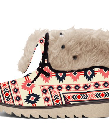 Pink & Navy Pattern Native Faux Fur Leather Boots