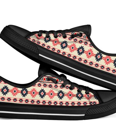 Pink & Navy Pattern Native No-Box Low Top Shoes Black