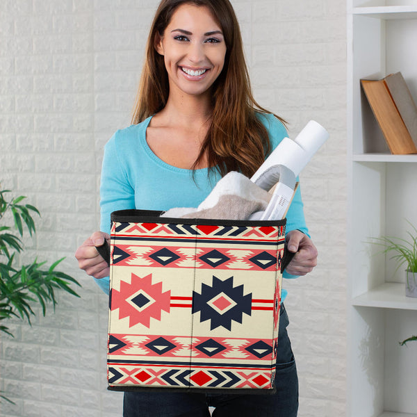 Pink & Navy Pattern Storage Cube - Image 3