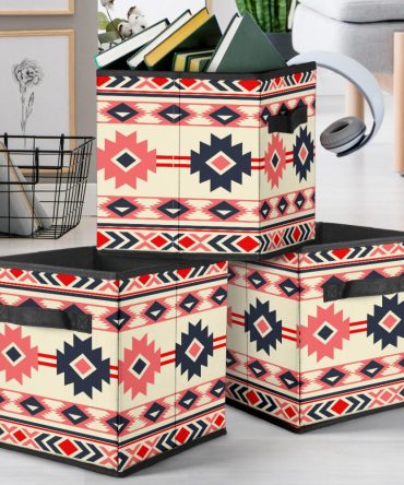 Pink & Navy Pattern Storage Cube