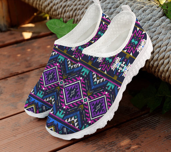 Navy Pattern Native Mesh Shoes - Image 2