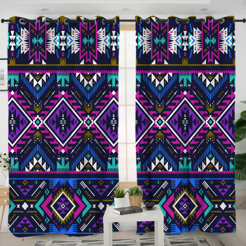 Purple Tribe Pattern Living Room Curtain