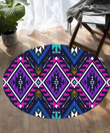 Purple Tribe Pattern Round Carpet