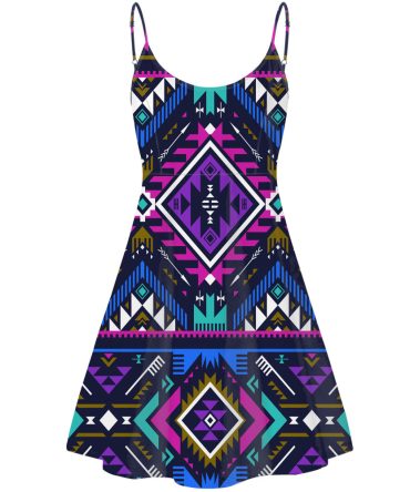 Purple Tribe Pattern Strings Dress