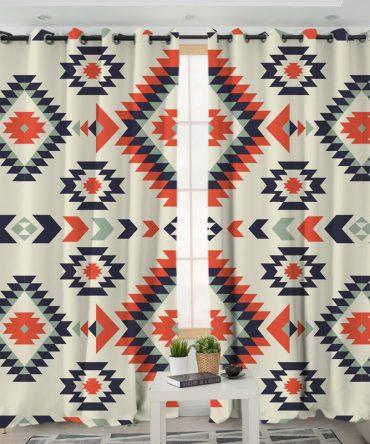 Pink Geometric Pattern Living Room Curtain