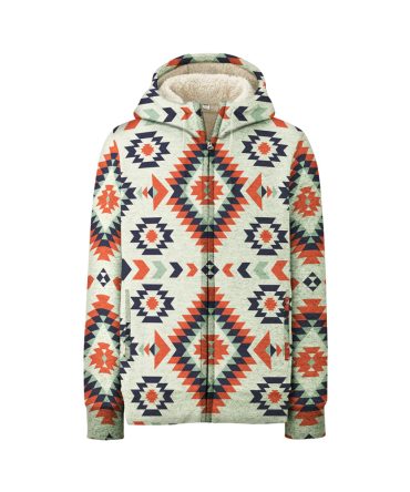 Pink Geometric Pattern Native 3D Fleece Hoodie