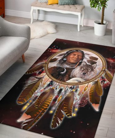 Chief & Animals Red Area Rug