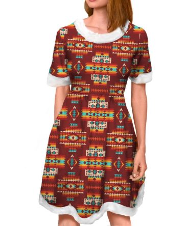 Red Pattern Adult Christmas Dress