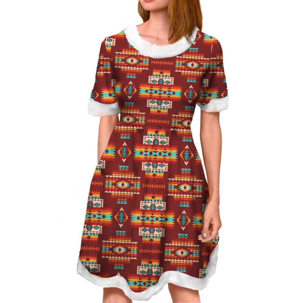 Red Pattern Adult Christmas Dress
