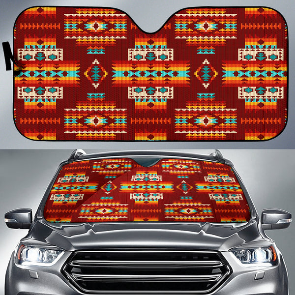 Red Pattern Native Auto Sun Shades - Image 2