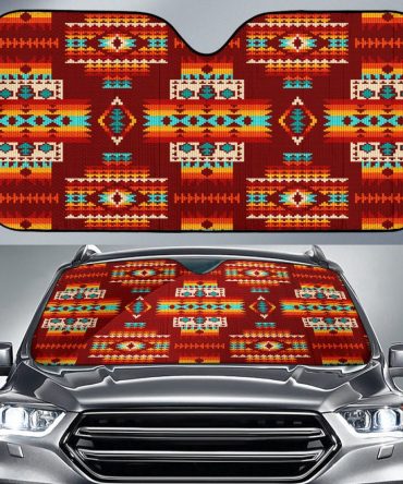 Red Pattern Native Auto Sun Shades