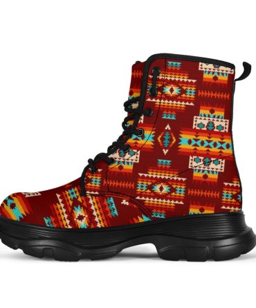 Red Pattern Native Chunky Boot