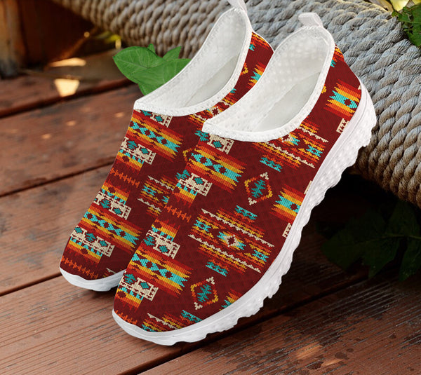 Red Pattern Native Mesh Shoes - Image 2