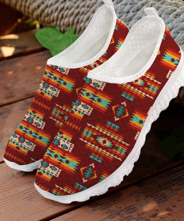 Red Pattern Native Mesh Shoes