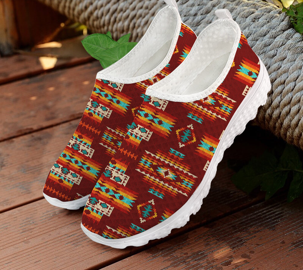 Red Pattern Native Mesh Shoes