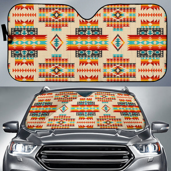 Cream Pattern Native Auto Sun Shades - Image 2
