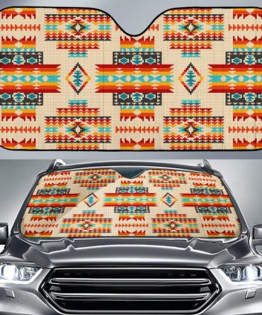 Cream Pattern Native Auto Sun Shades