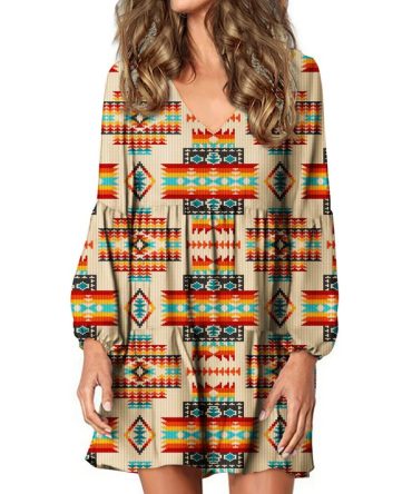 Cream Pattern Native Swing Dress