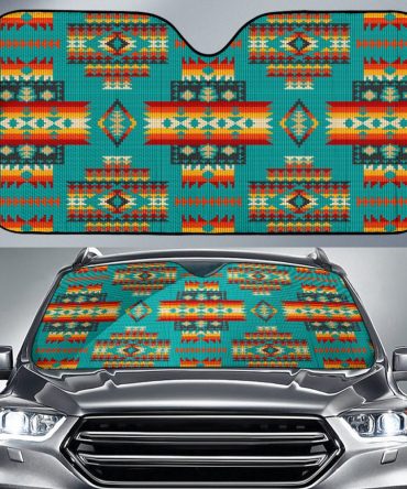 Blue Pattern Native Auto Sun Shades