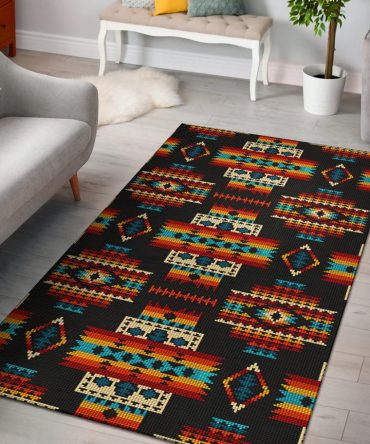 Black Pattern Native Area Rug