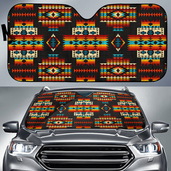 Black Pattern Native Auto Sun Shades - Image 2
