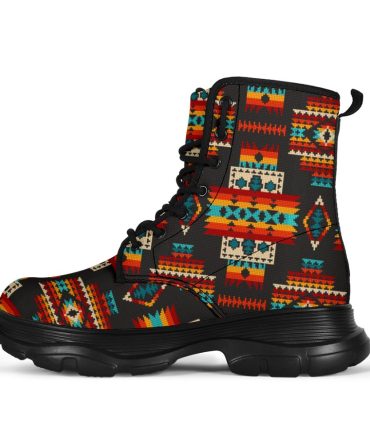 Black Pattern Native Chunky Boot