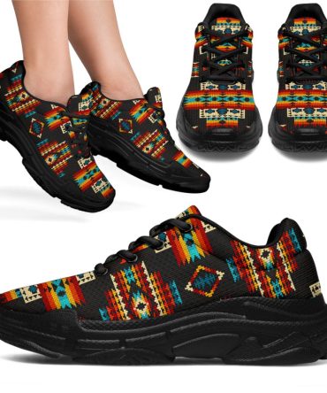 Black Pattern Native Chunky Sneakers