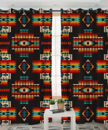 Black Pattern Native Living Room Curtain