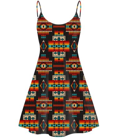 Black Pattern Native Strings Dress