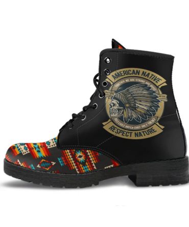 Skull Black Pattern Native Leather Boots