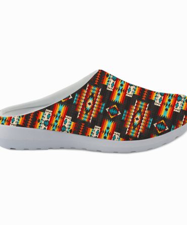 Skull Black Pattern Native Mesh Slippers