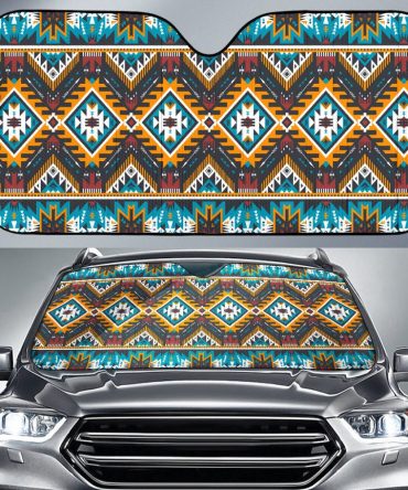 Yellow Aztec Geometric Auto Sun Shades