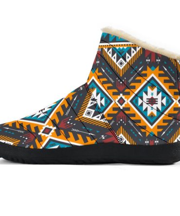 Yellow Aztec Geometric Cozy Winter Boots