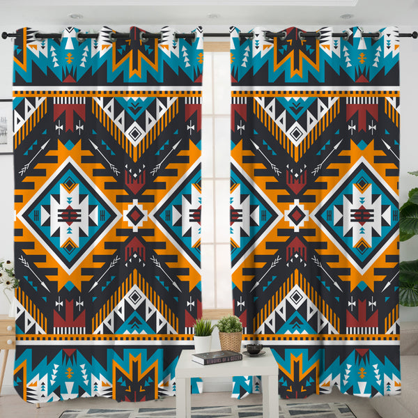 Yellow Aztec Geometric Living Room Curtain - Image 2