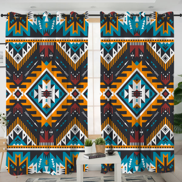 Yellow Aztec Geometric Living Room Curtain - Image 3