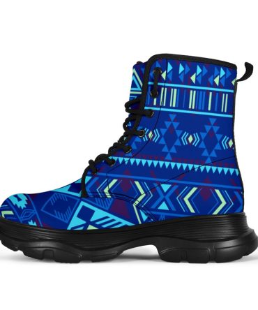 Navy Pattern Native Chunky Boots
