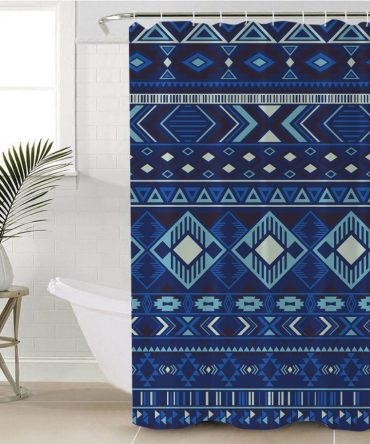 Navy Pattern Native Shower Curtain